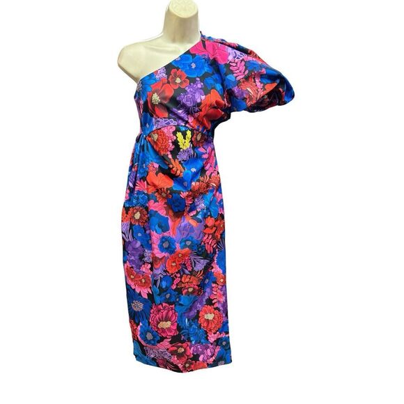 Kika Vargas Floral Print One Shoulder Dress NWT Size XS - Picture 2 of 4